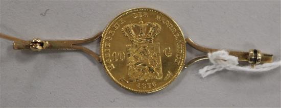 A Dutch 10 Gulden gold coin, 1876, 8.8g